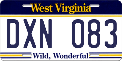 WV license plate DXN083