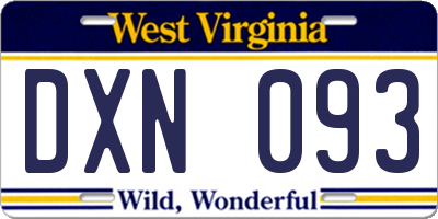 WV license plate DXN093