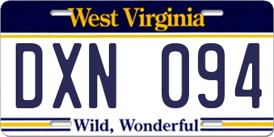 WV license plate DXN094
