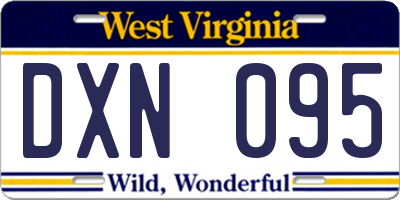 WV license plate DXN095