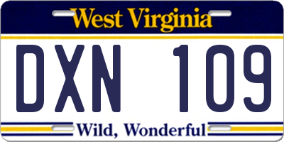 WV license plate DXN109