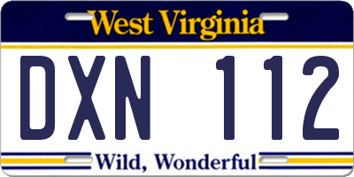 WV license plate DXN112