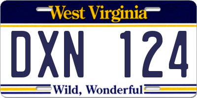 WV license plate DXN124