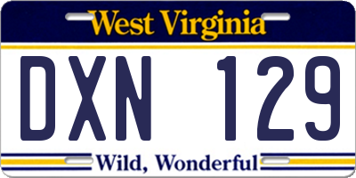 WV license plate DXN129