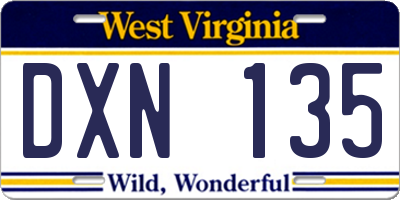 WV license plate DXN135