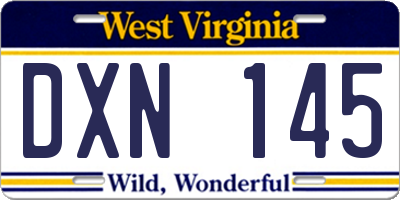 WV license plate DXN145