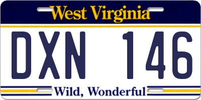 WV license plate DXN146