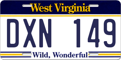 WV license plate DXN149