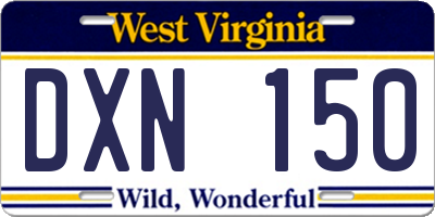 WV license plate DXN150