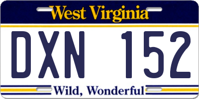WV license plate DXN152