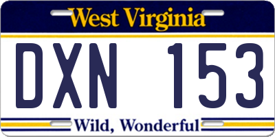 WV license plate DXN153