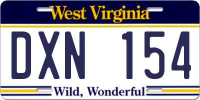 WV license plate DXN154