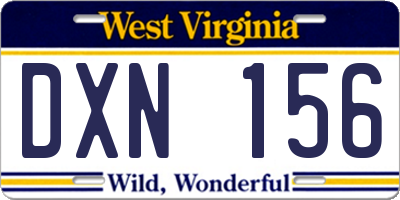 WV license plate DXN156