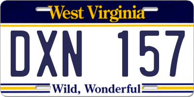 WV license plate DXN157
