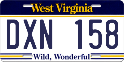 WV license plate DXN158