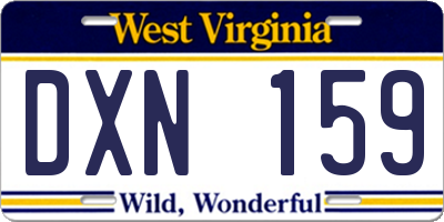 WV license plate DXN159