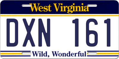 WV license plate DXN161