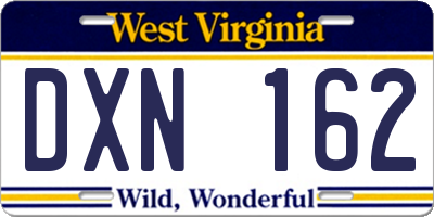 WV license plate DXN162