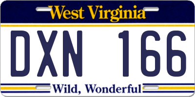 WV license plate DXN166