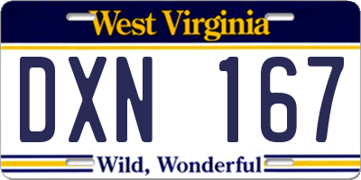 WV license plate DXN167