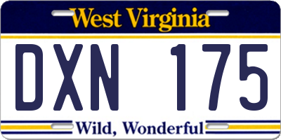 WV license plate DXN175