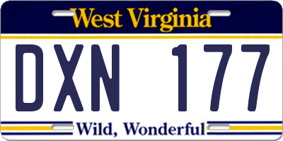 WV license plate DXN177