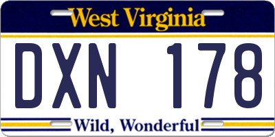 WV license plate DXN178