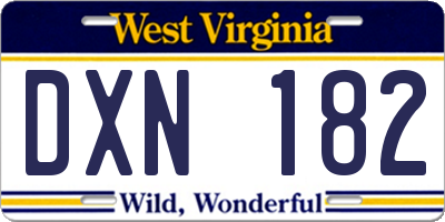 WV license plate DXN182