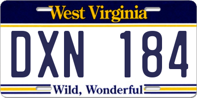 WV license plate DXN184