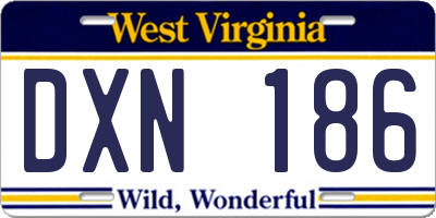 WV license plate DXN186