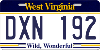 WV license plate DXN192