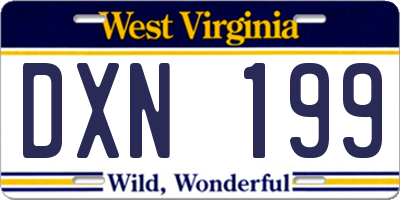 WV license plate DXN199