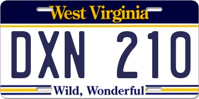 WV license plate DXN210