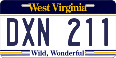 WV license plate DXN211