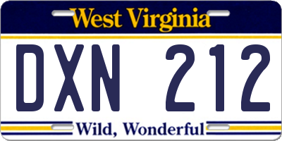 WV license plate DXN212