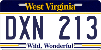 WV license plate DXN213