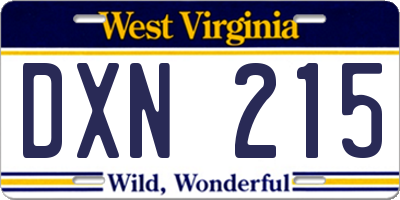 WV license plate DXN215