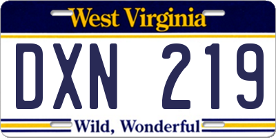 WV license plate DXN219