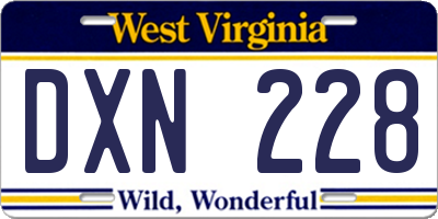 WV license plate DXN228