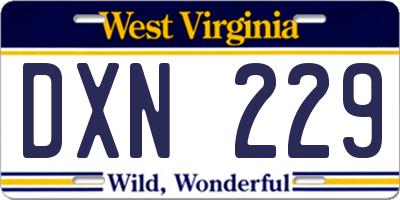 WV license plate DXN229