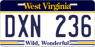 WV license plate DXN236