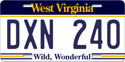WV license plate DXN240