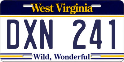 WV license plate DXN241