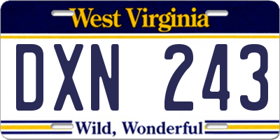 WV license plate DXN243
