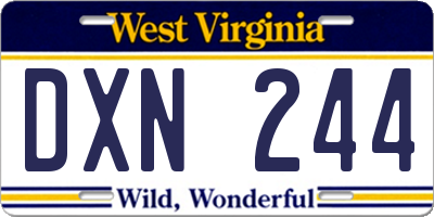 WV license plate DXN244