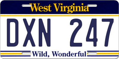 WV license plate DXN247