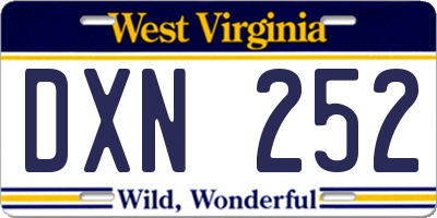 WV license plate DXN252