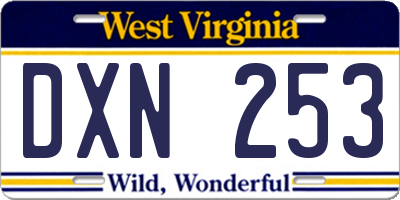 WV license plate DXN253