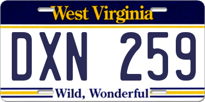 WV license plate DXN259