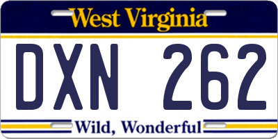 WV license plate DXN262